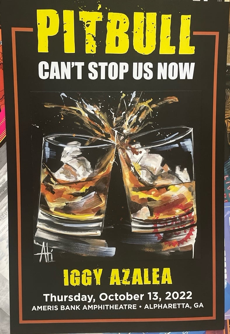 RARE PITBULL Can’t Stop Us Now Poster Iggy Azalea Signed by Artist Ali Leja NEW