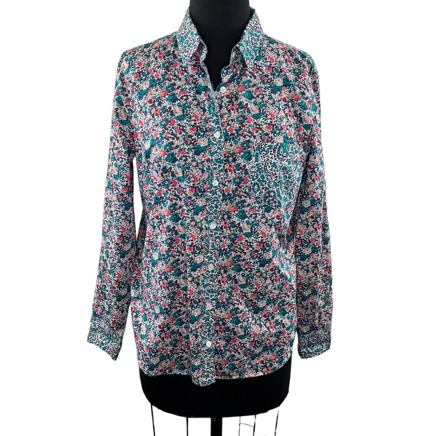 J CREW Liberty Art A1111 Floral Print Long Sleeve Button Up Boy Shirt Size 8
