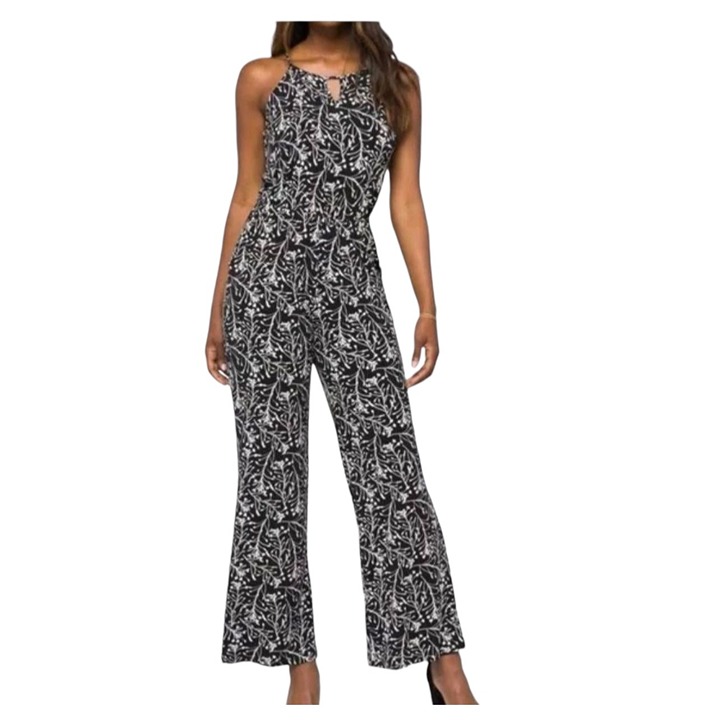 41 Hawthorn Floral Print Jersey Jumpsuit Black White Size Small Petite NWT