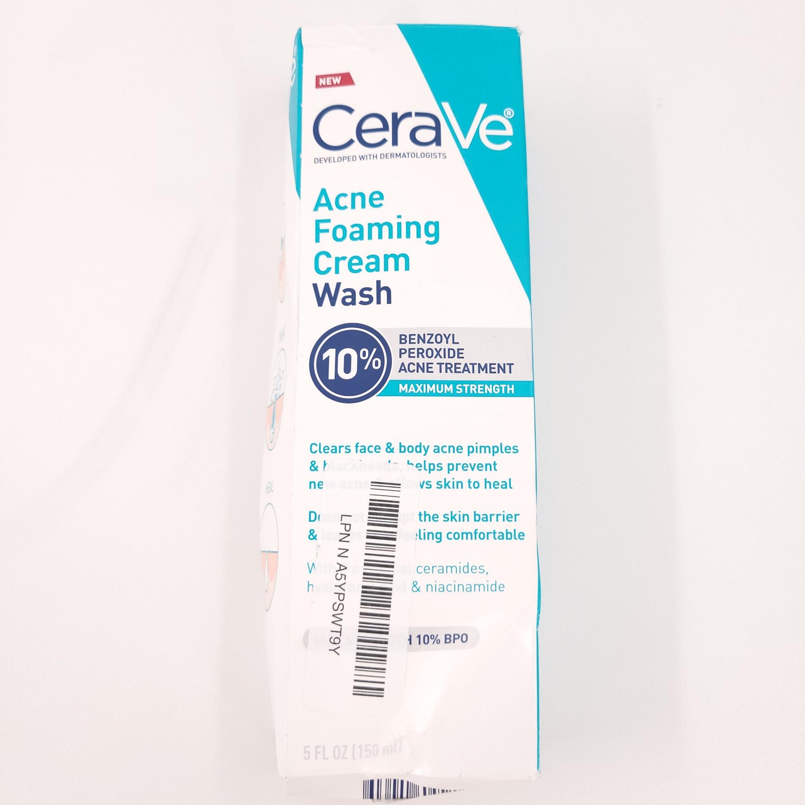 CeraVe Acne Foaming Cream Wash Benzoyl Peroxide Treatment 5 Oz