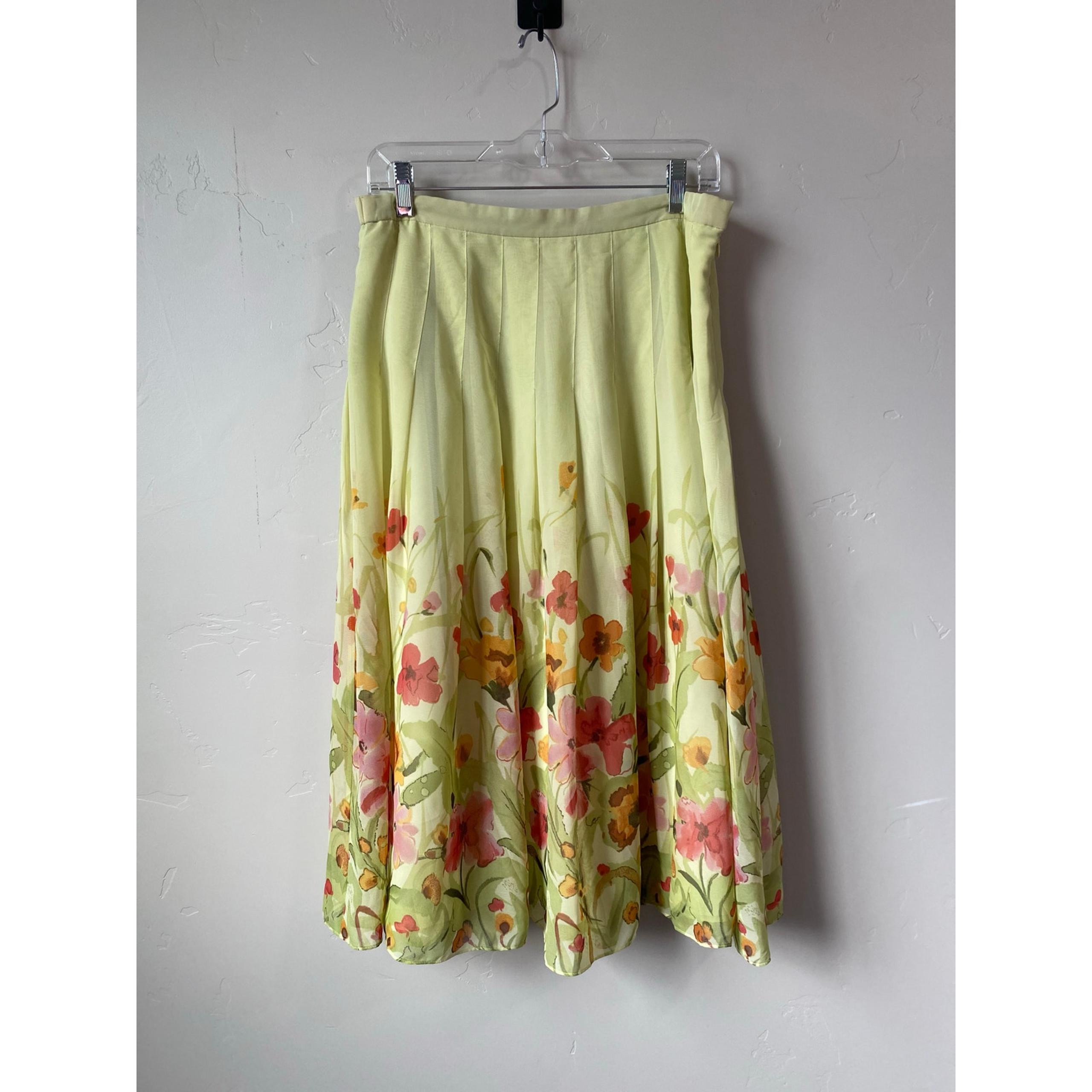 Coldwater Floral Chiffon A Line Midi Skirt- Size Medium