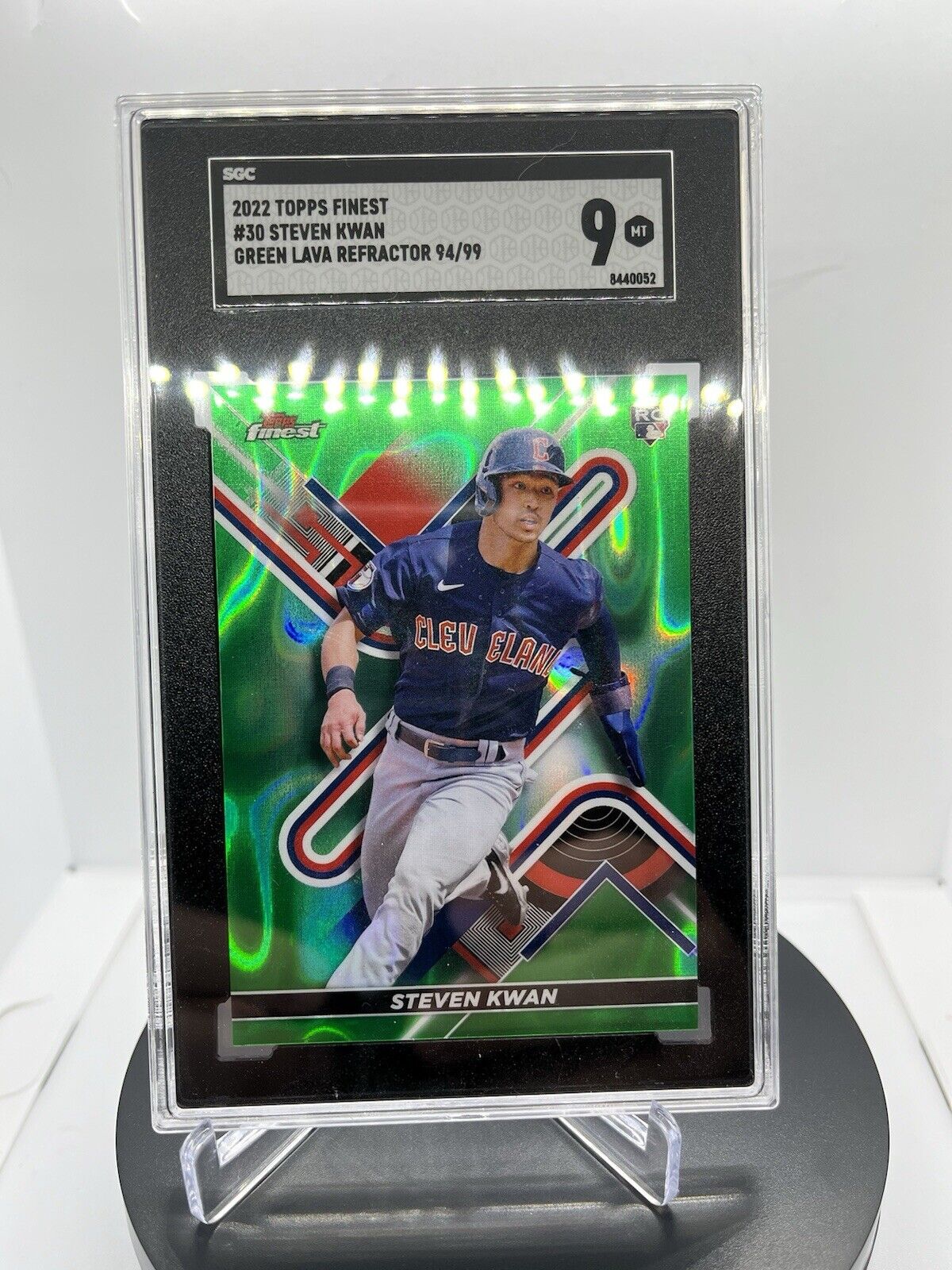 2022 Topps Finest Steven Kwan Rookie Green Lava /99 SGC 9