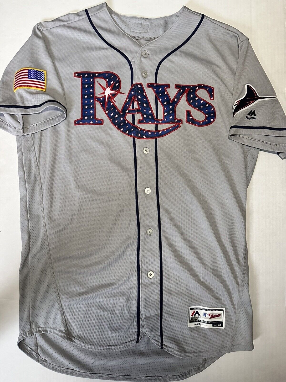 Majestic Tampa Bay Rays July 4th 2018 Matt Quatraro Game Worn Jersey Size 46