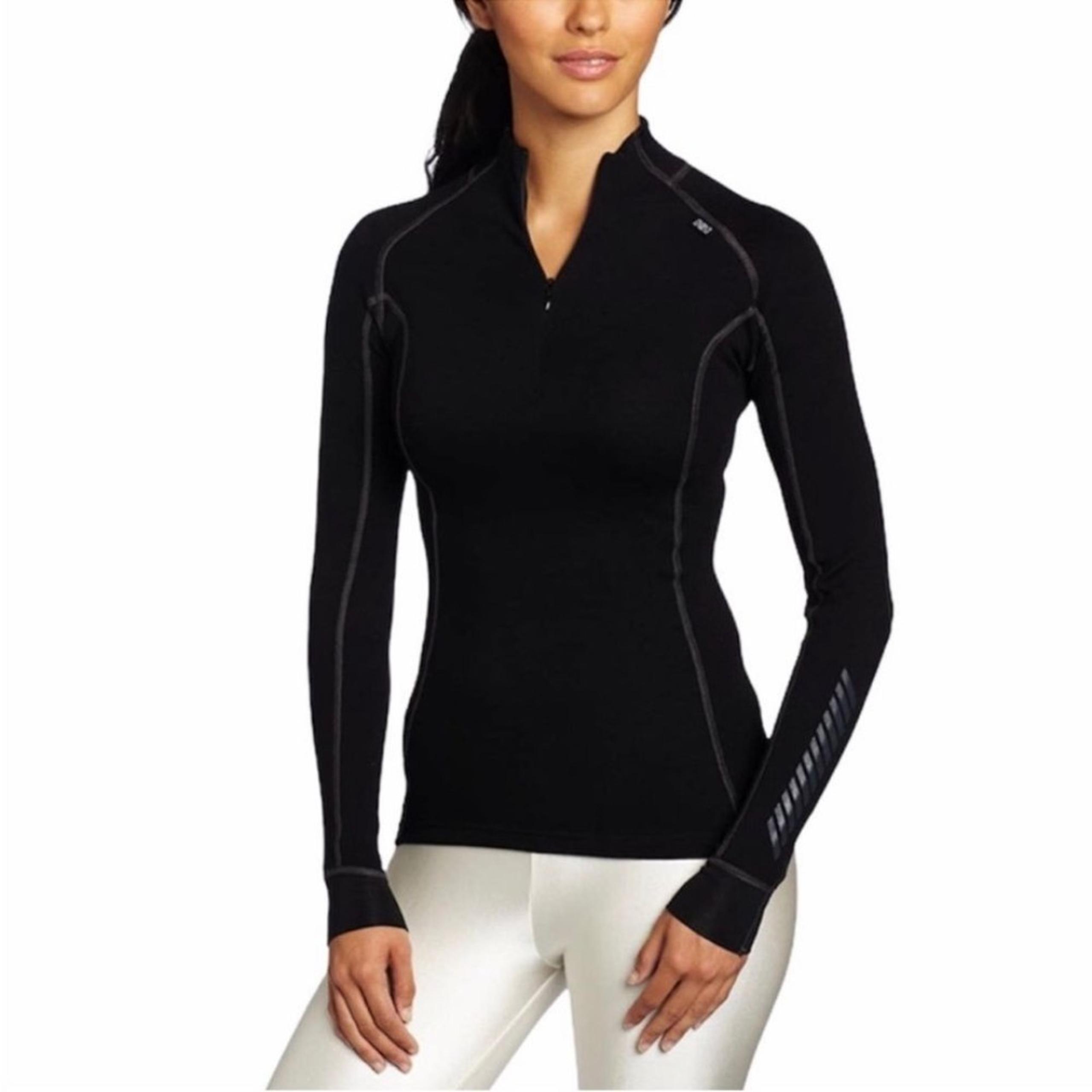 Helly Hansen Merino Wool Blend Pullover Jacket Quarter Zip Black Size 2XL