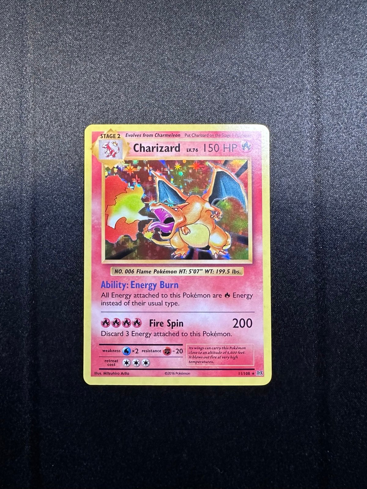 NM-Mint 2016 Charizard 11/108 Evolution set Pokemon holo card Arita artwork