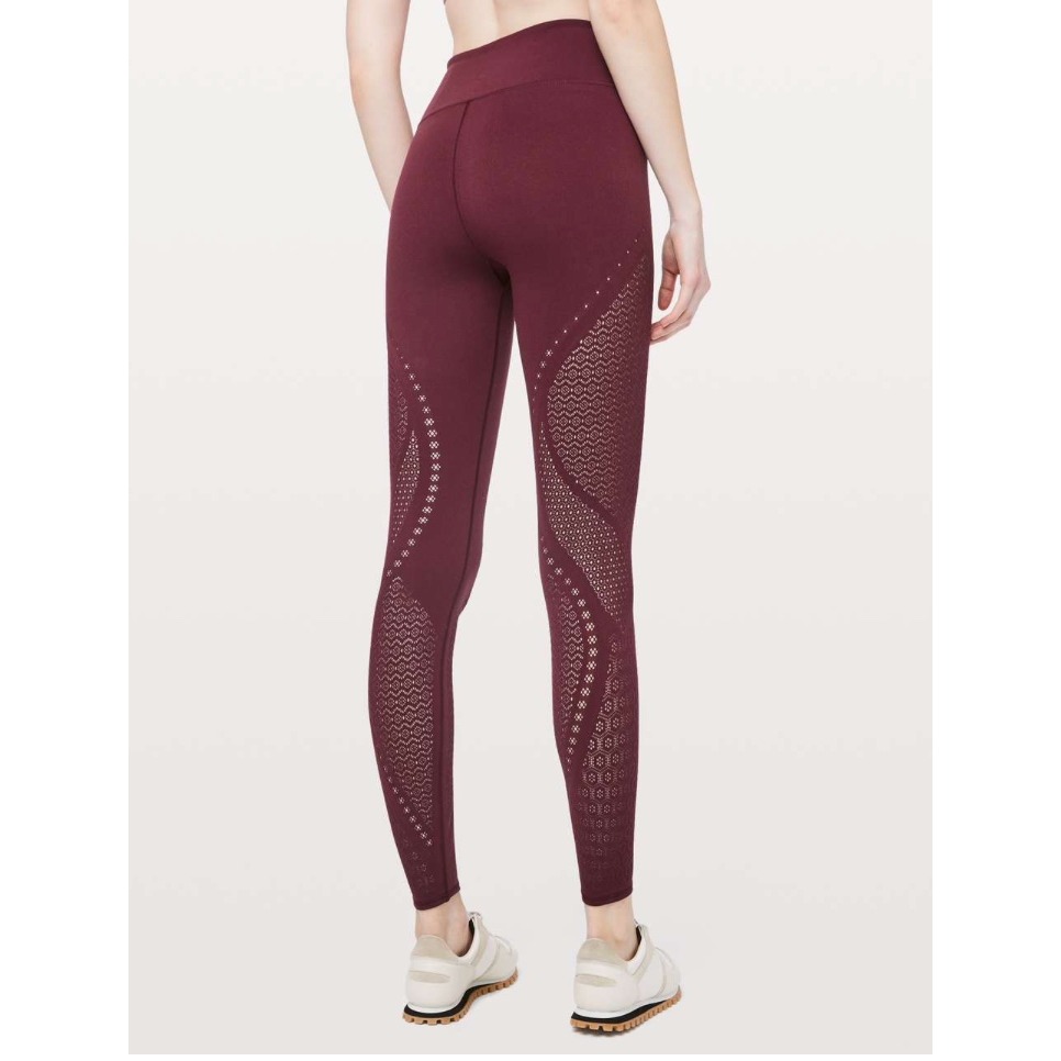 Lululemon Like New Reveal Tight Mindful Motion Deep Ruby LONG Size 4