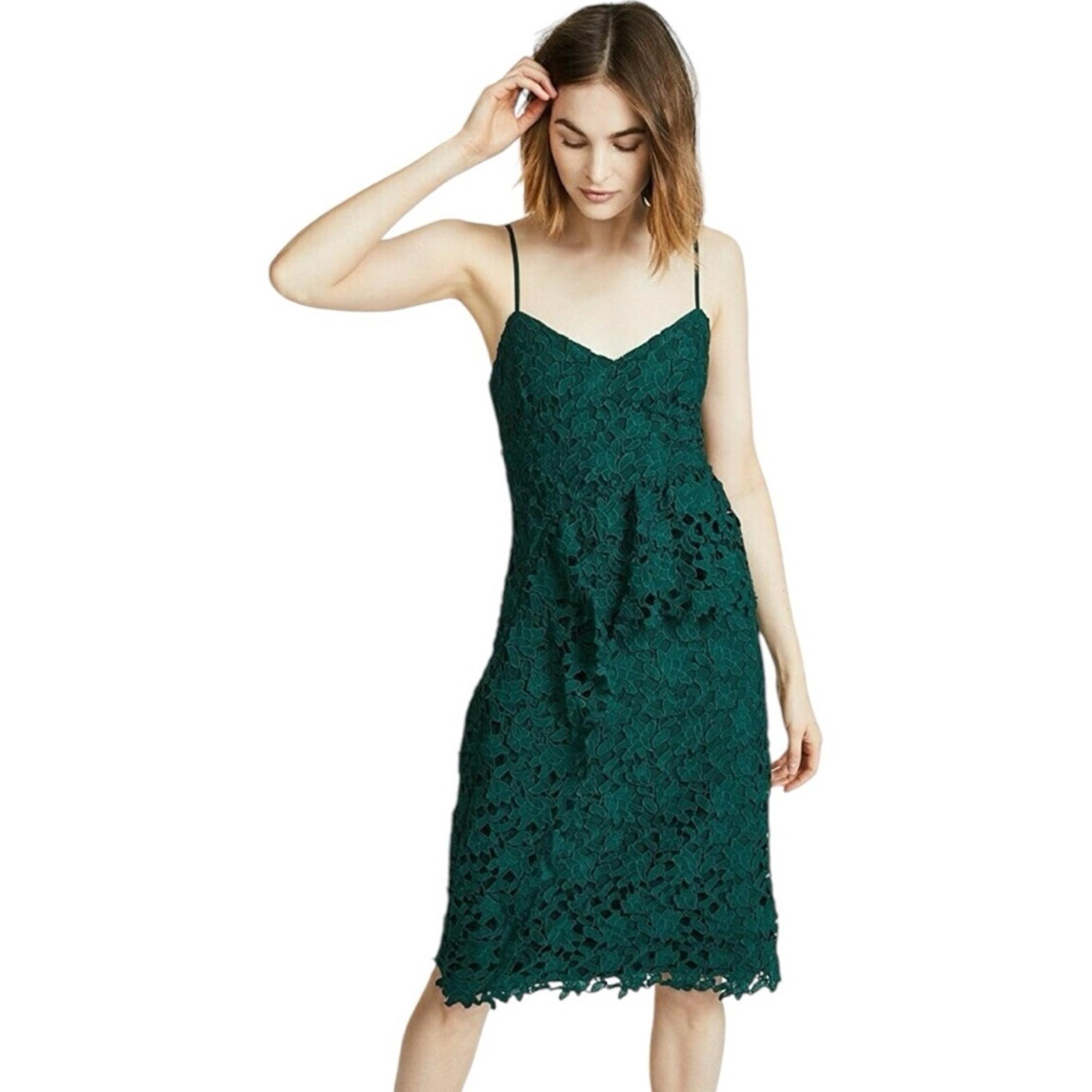 Club Monaco Women's Bliannah Spaghetti Strap Lace Midi Dress in Green 2