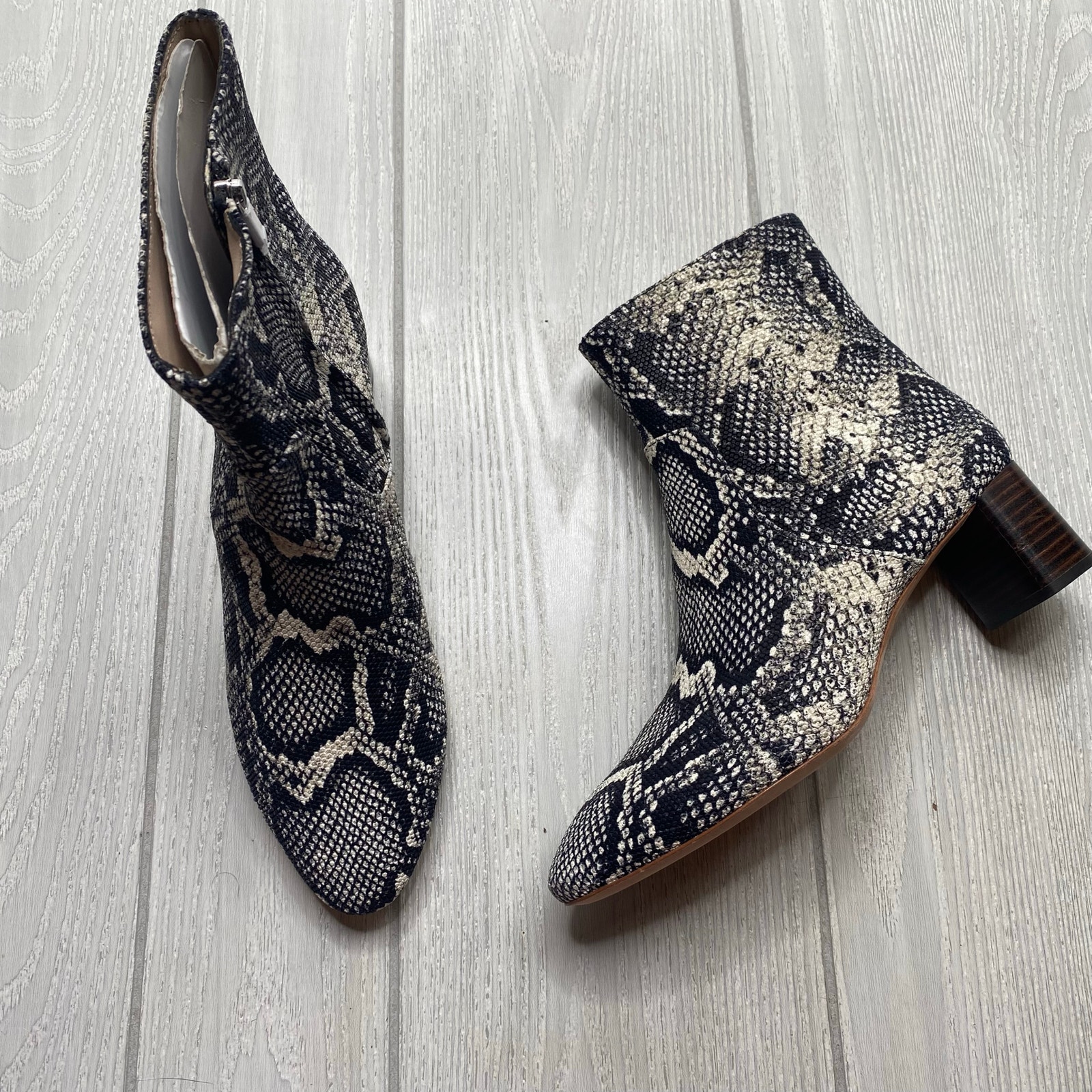 LOEFFLER RANDALL WOMEN'S GEMA SNAKESKIN EMBOSSED LEATHER BOOTS SIZE 10