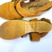 Free People Suede Park Circle Platform Buckle Round Toe Chunky Wood Clogs in Tan