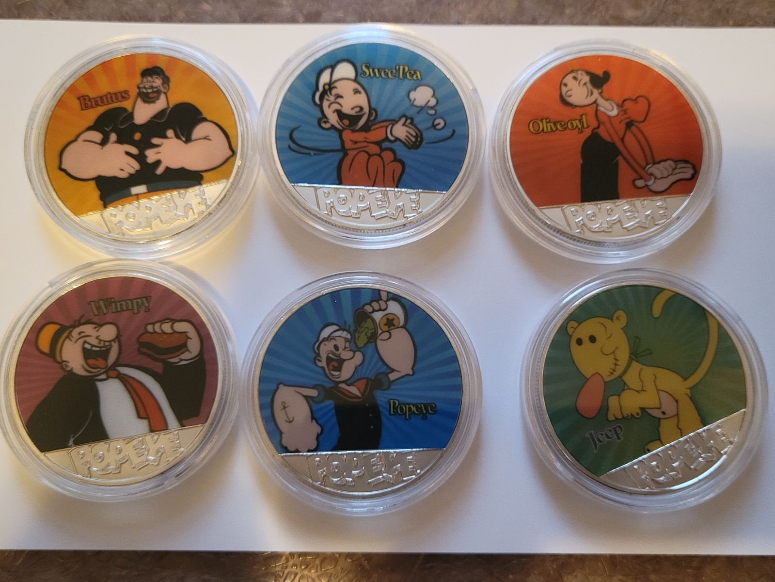 Silver plated 6 coins set Popeye