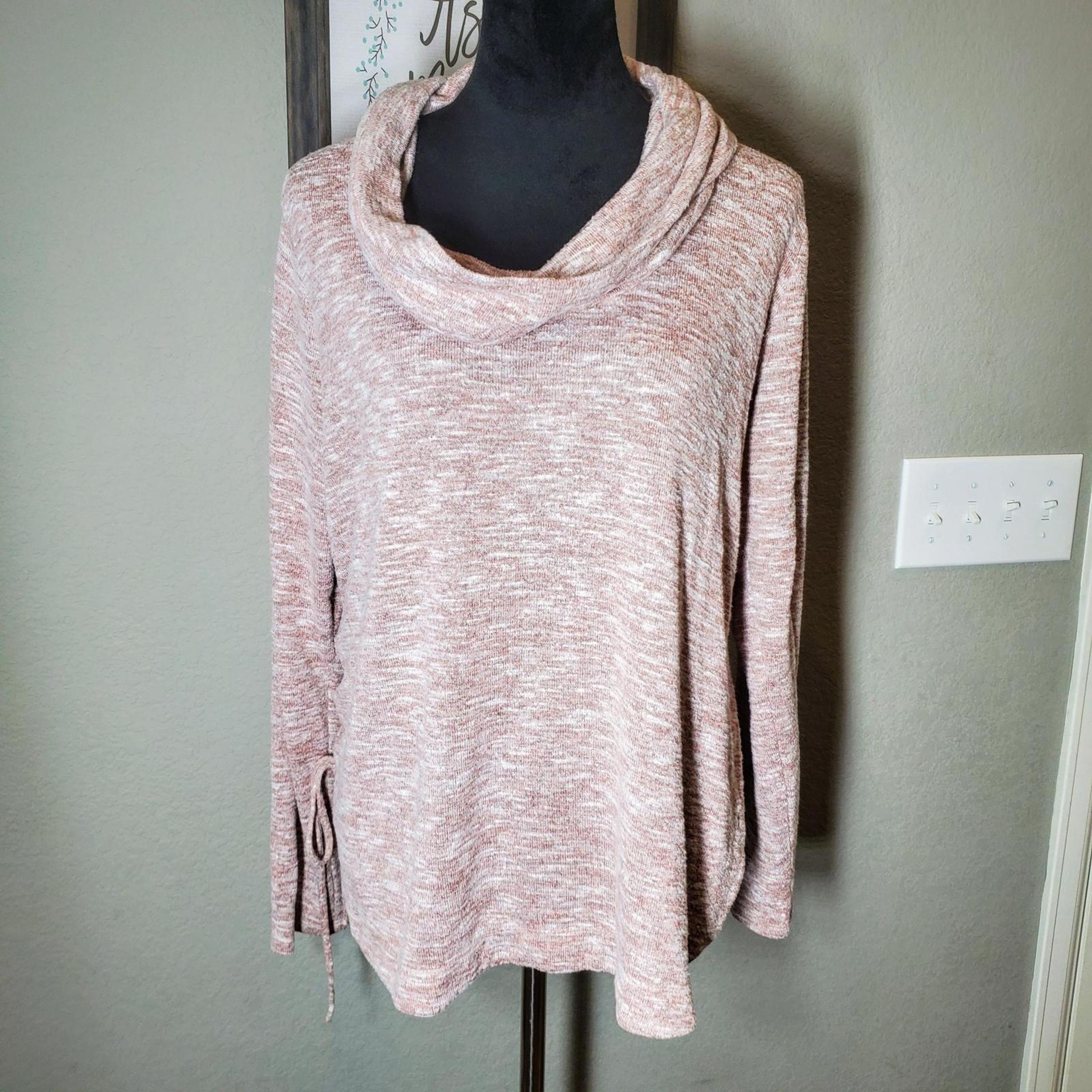 Knox Rose Women's Marled Beige Cowl Neck Long Sleeve Sweater Size XL