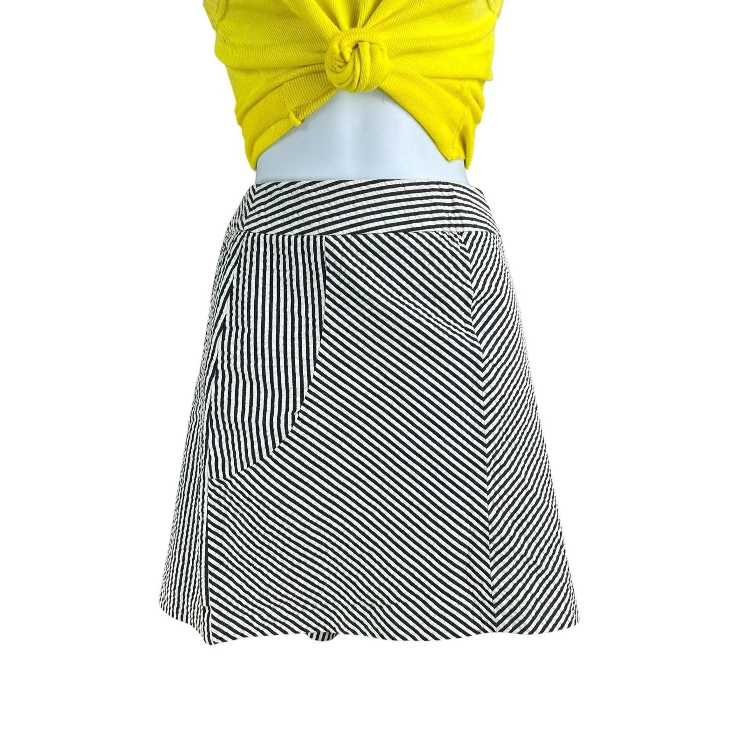 Skirt Womens Size 4 Black White Seersucker Mini A-Line Summer - sandro