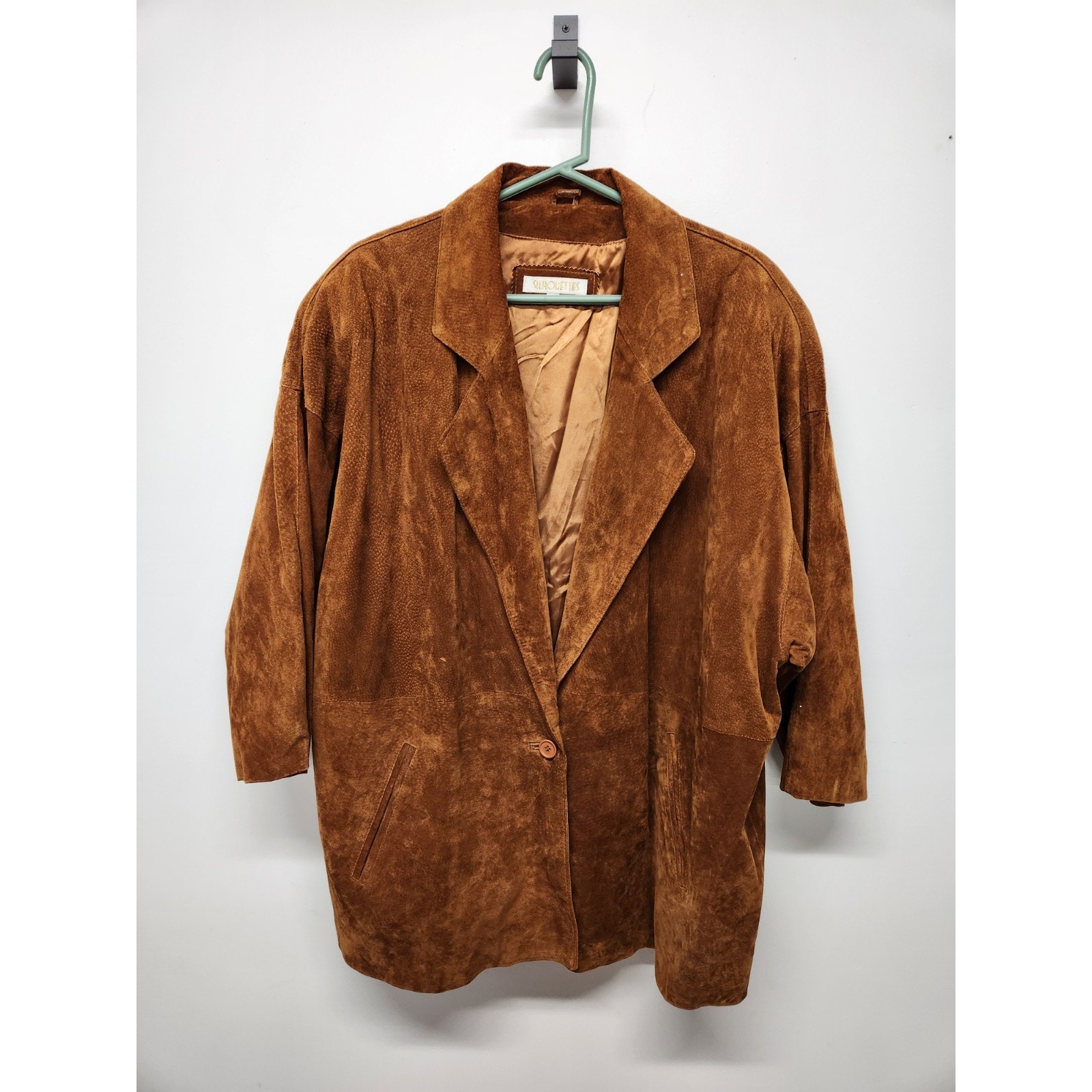 Vintage Silhouette Women's Genuine Suede Leather Jacket, Size 3X In Rust Brown