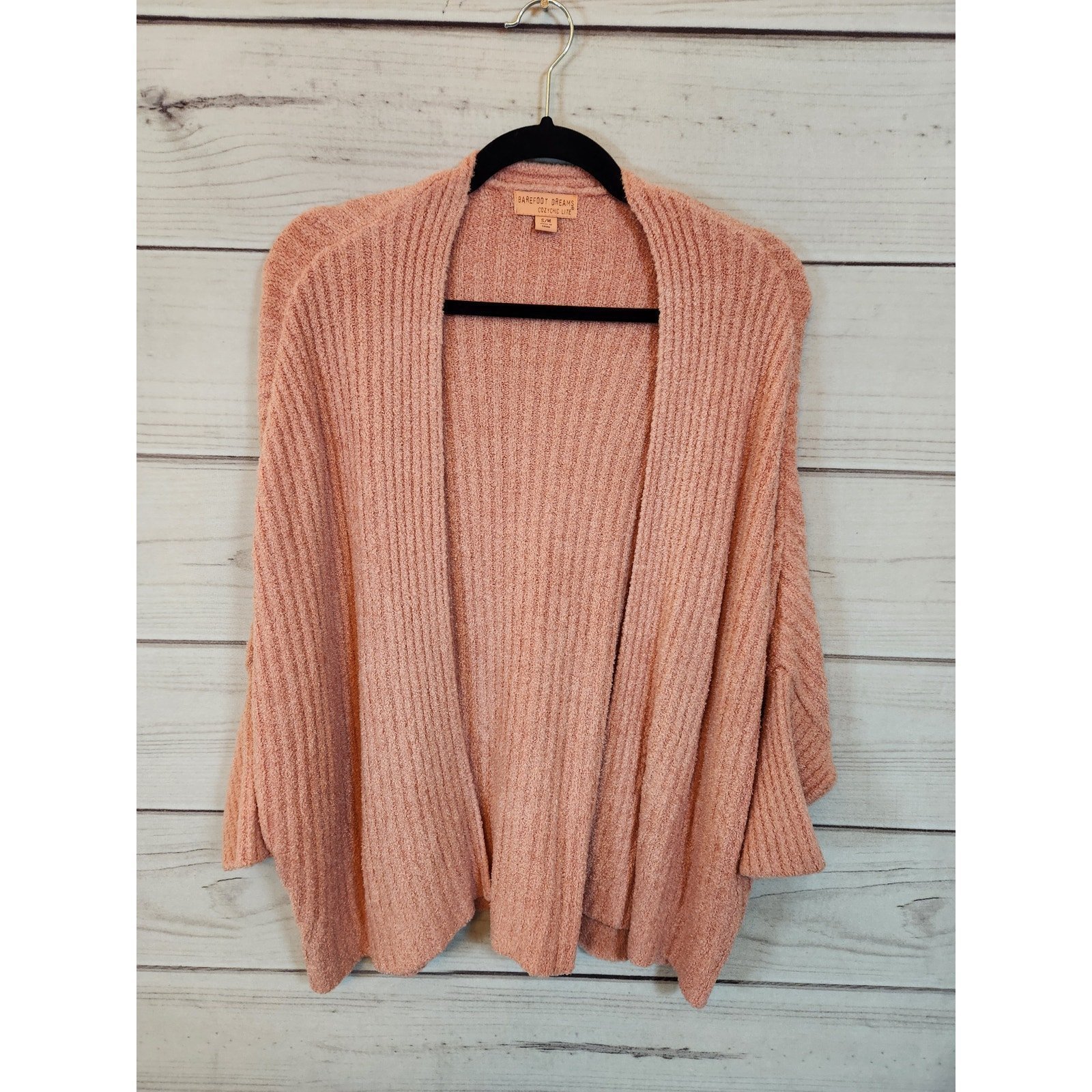 Barefoot Dreams Women Pink CozyChic Lite Shrug Open Front Cardigan Sweater Small