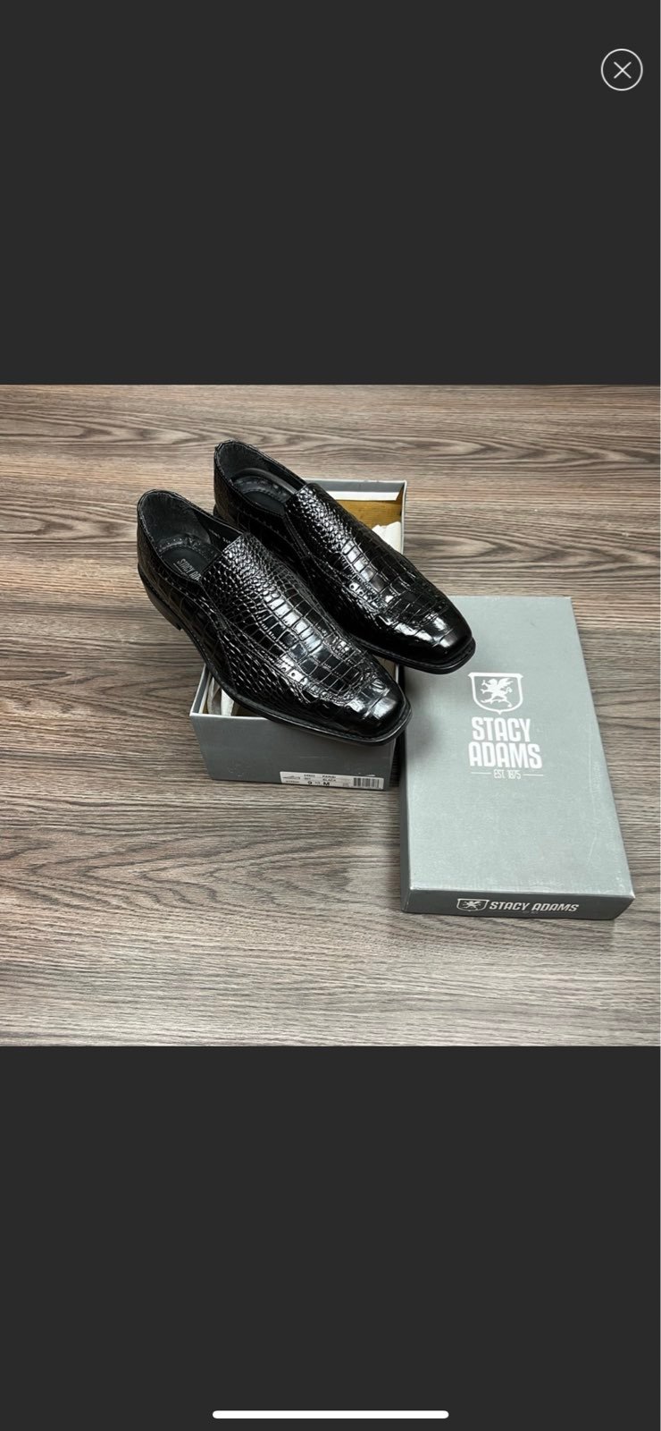 NEW Stacy Adams Black Crocodile Embossed Loafers 9.5 M