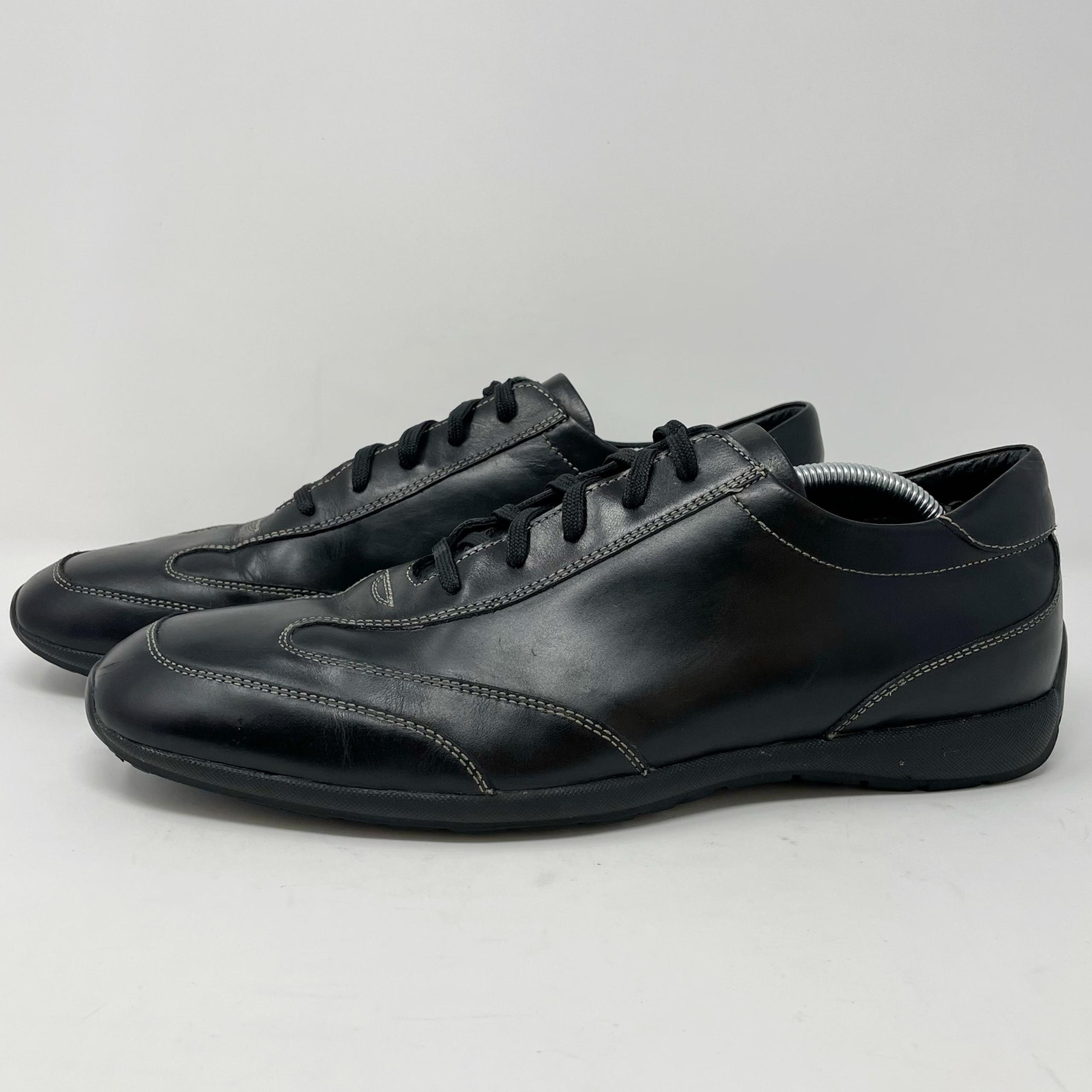 Bacco Bucci Sport Black Leather Sneakers Mens Size 8