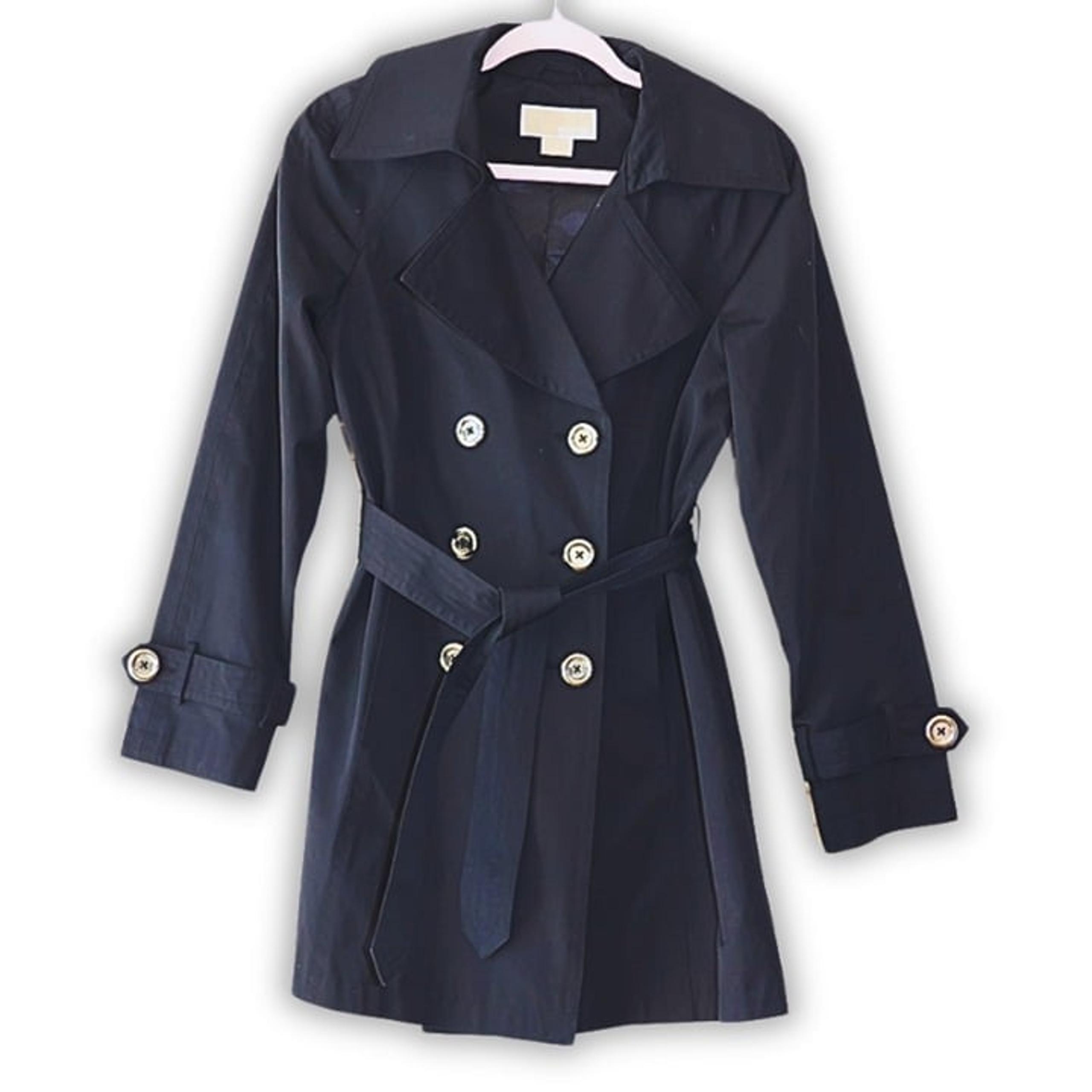 Michael Kors Black Short Women's Belted Trench Coat Small, Light Jacket S/P