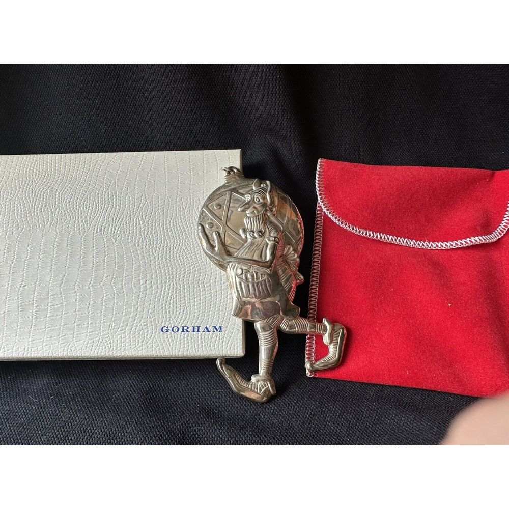 Gorham Sterling Silver 1977 Santa's Helper Elf Ornament w/Box & Pouch