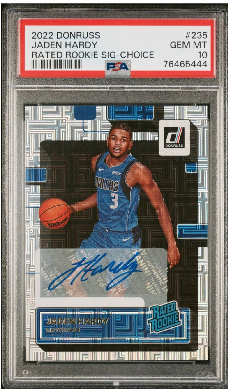 2022 Panini Donruss JADEN HARDY Rated Rookie Signatures Choice PSA 10 Gem Mint