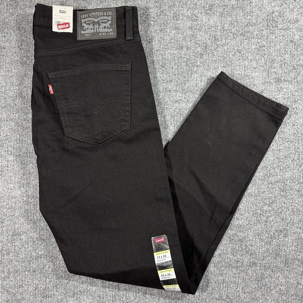 Levi's 512 Jeans Mens 33x34 Black Slim Taper Flex Denim Stretch
