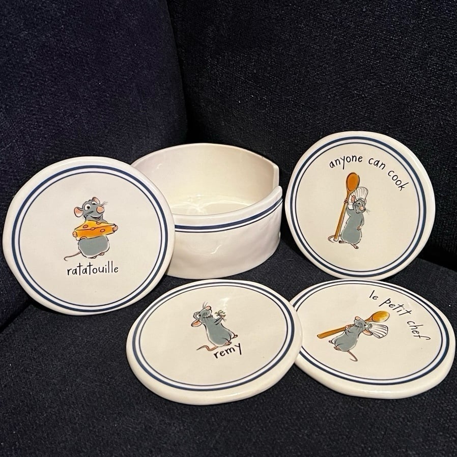 New Rare Rae Dunn Disney Pixar Ratatouille Coaster Set (Mini Trivets)