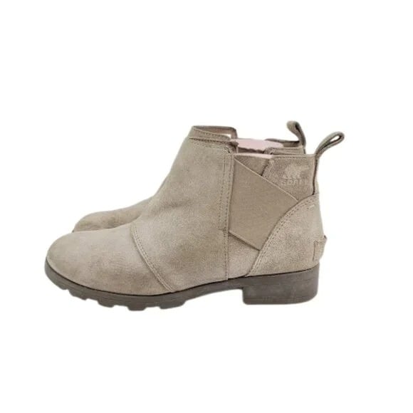 Sorel Girl's Tan Emelie NY1941-240 Leather Classic Ankle Chelsea Boot Size 4