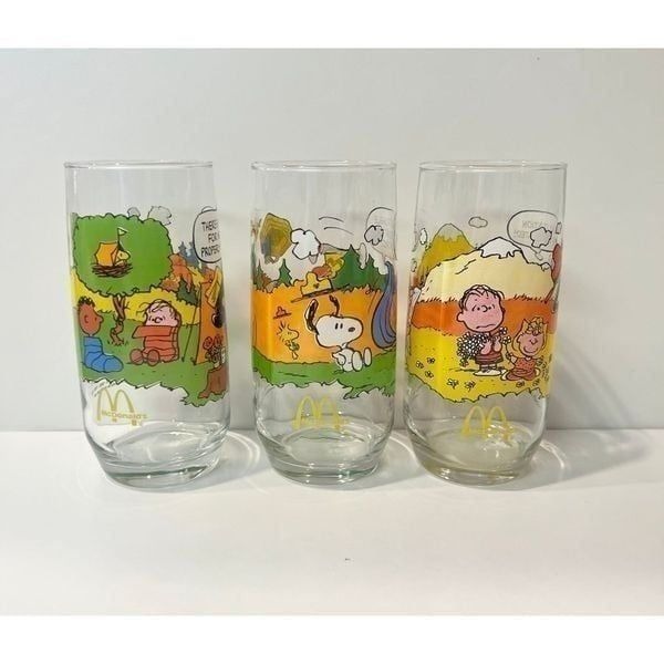 Camp Snoopy Vintage Collector Glass Set of 3 McDonalds