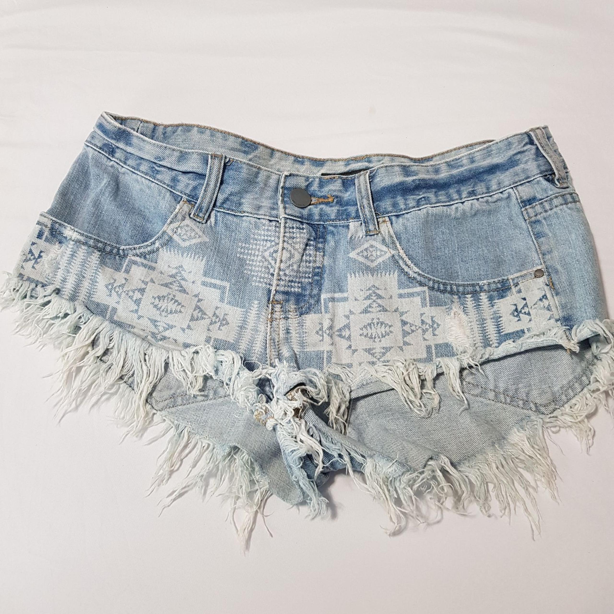 Billabong Blue Distressed Tribal Shorts
