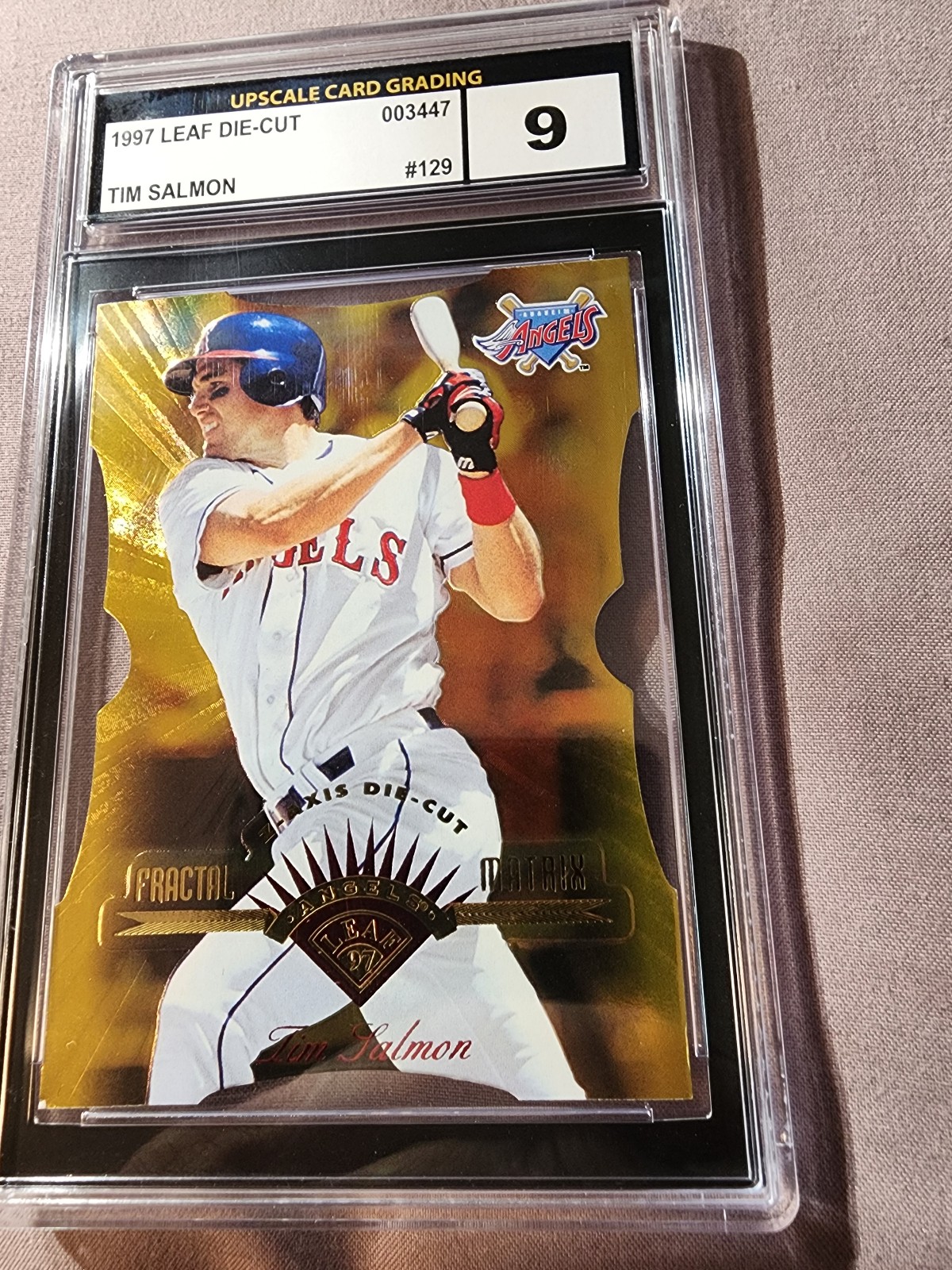 1997 Leaf Fractal Matrix Tim Salmon ANGELS #129 UCG 9 MINT
