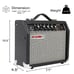 Guitar Amp 20W Amplifier For Electric Bass Acoustic Amp Small Portable GA 20 BLK