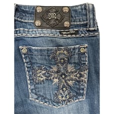 Size 28 MISS ME EASY CAPRI JEANS JE5159EP Crystals Cropped Spring Summer Denim