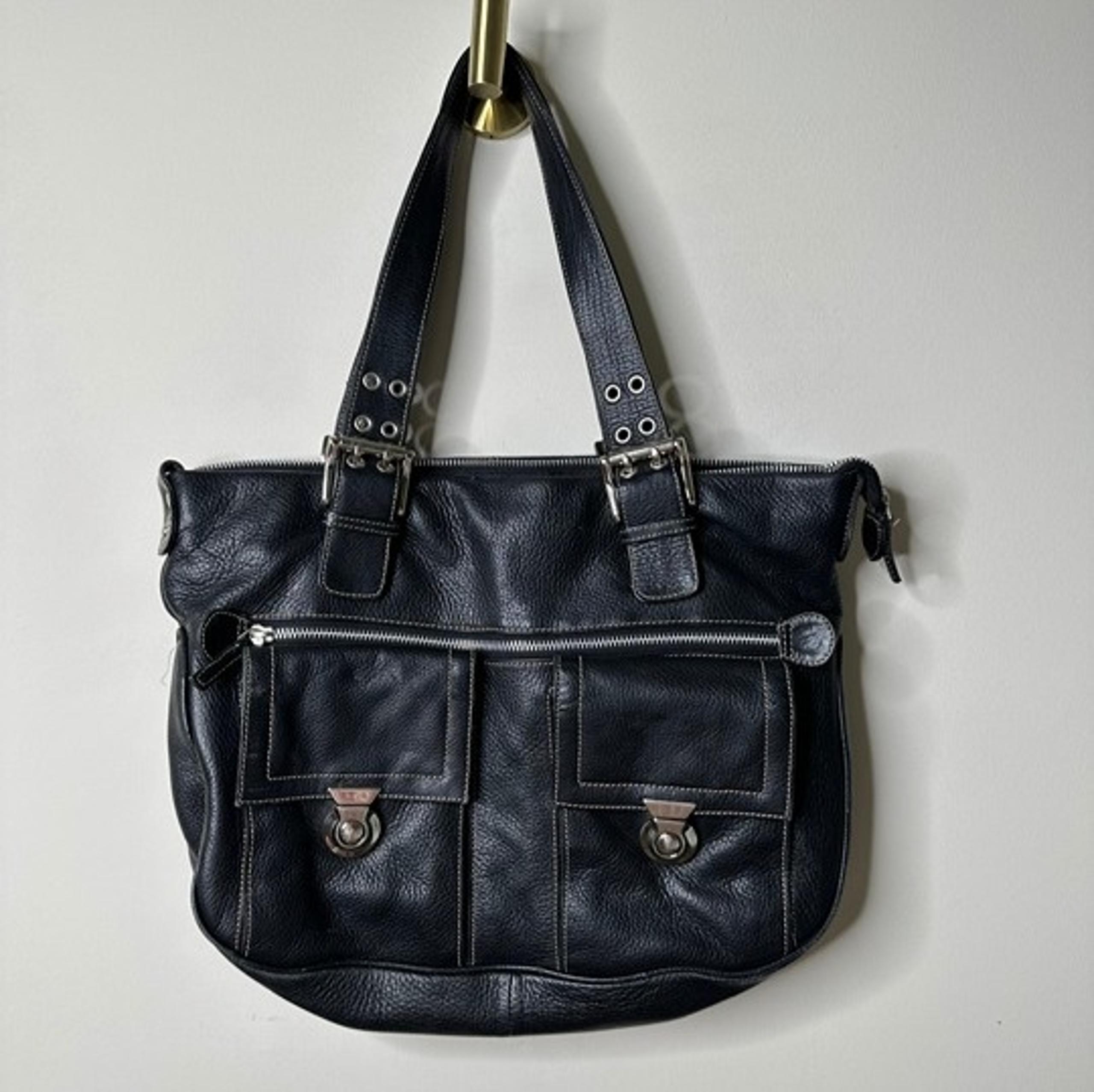Michael Rome Black Leather Shoulder Bag
