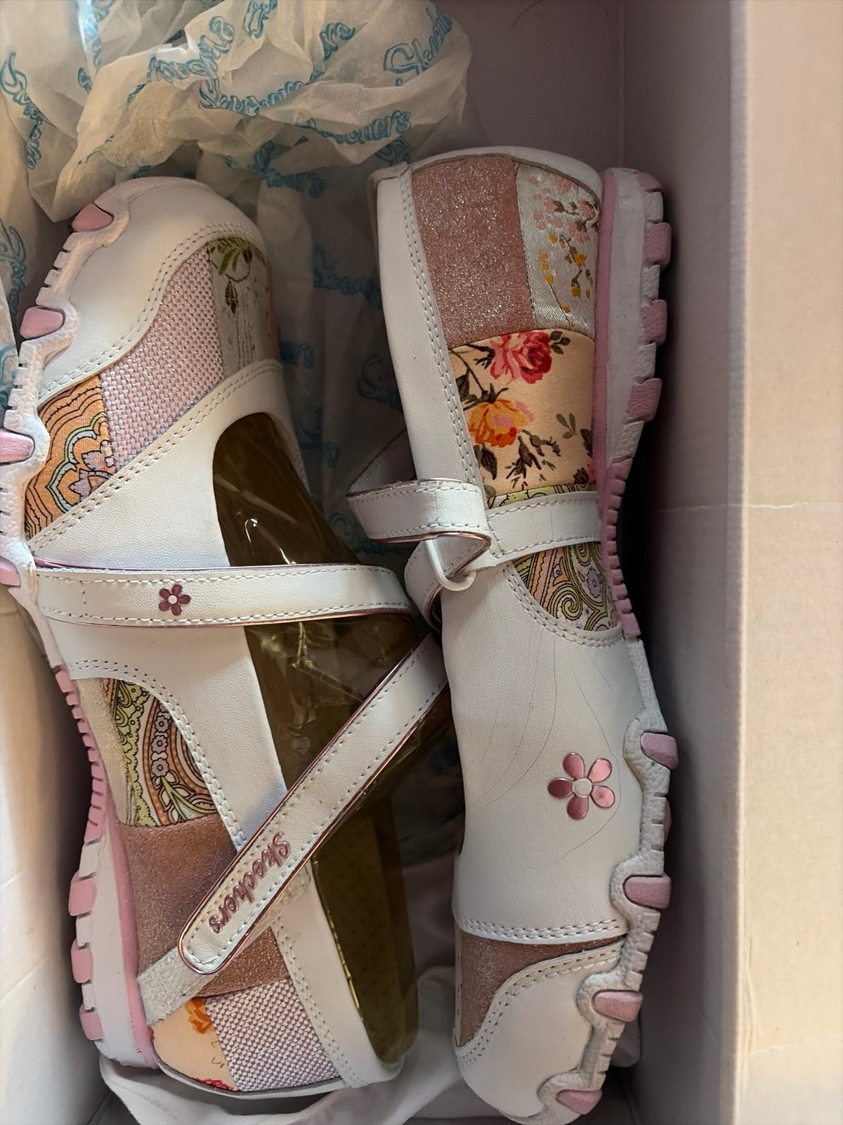 Vtg Skechers Y2k Cream/Ballet Sneaker Mary Jane Sneakerina Sporty Flats