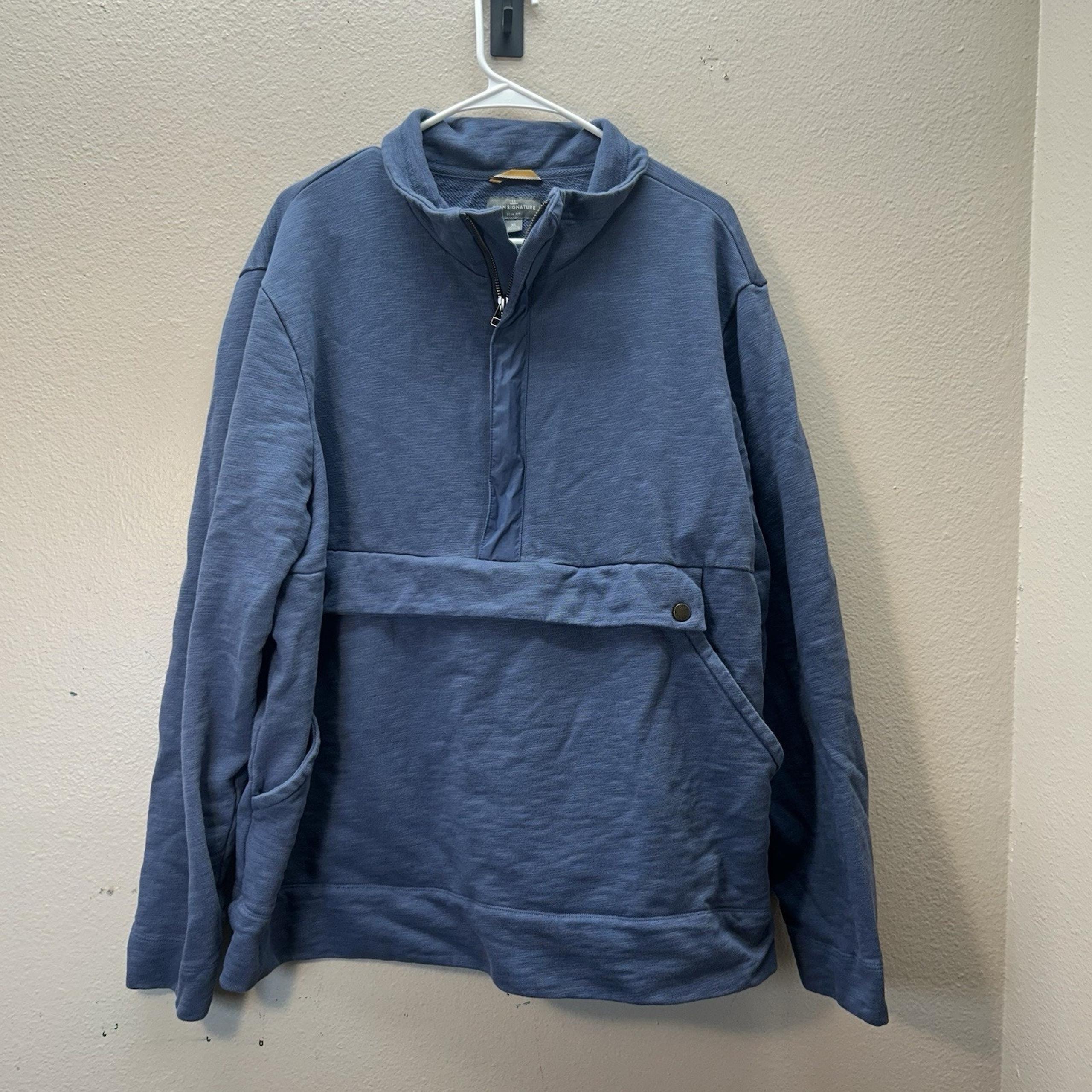 LL Bean Slim Fit 1/2 Zip Front Pocket Pullover Mens 510963 Blue XL Sweatshirt
