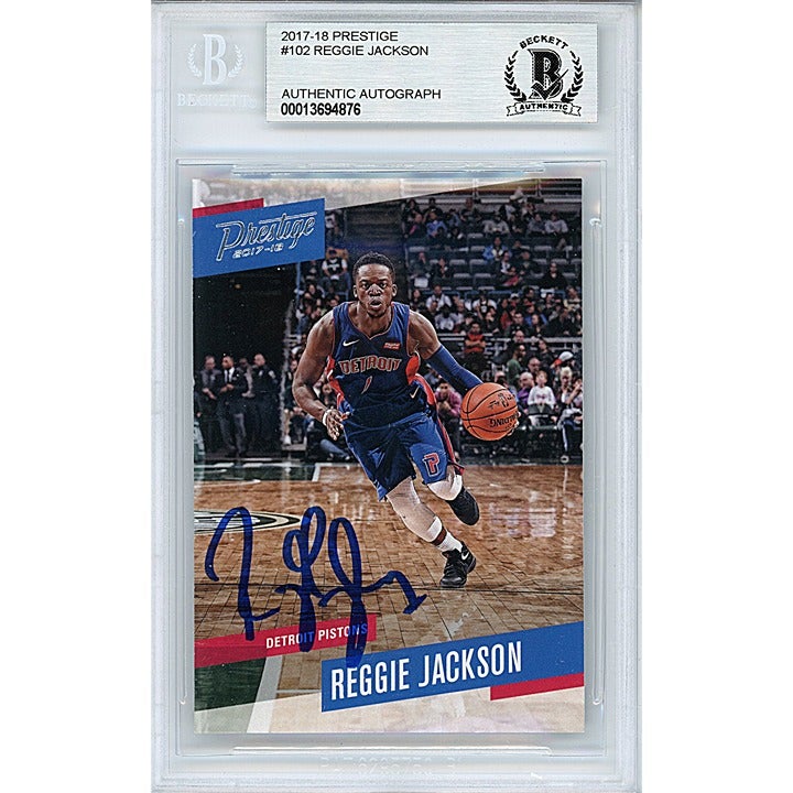 Reggie Jackson Signed Pistons 2017-18 Prestige Basketball Card Beckett Autograph
