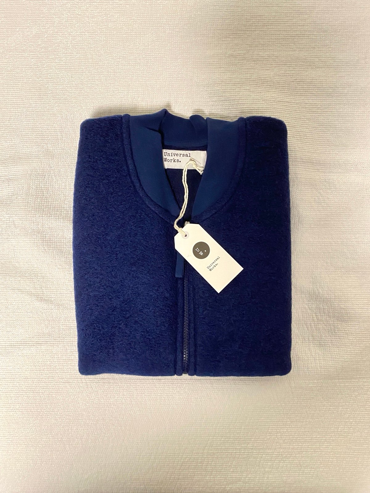 Universal Works Zip Waistcoat In Indigo Wool Fleece
