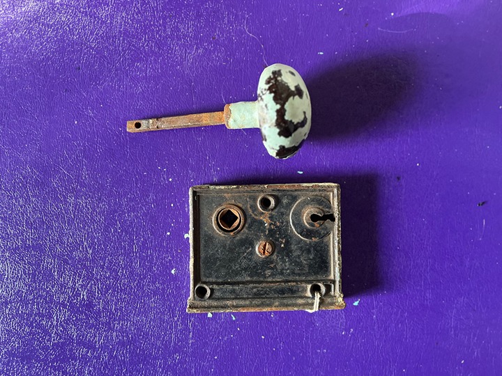Early Cast Iron Surface Rim Door Lock and Door Knob