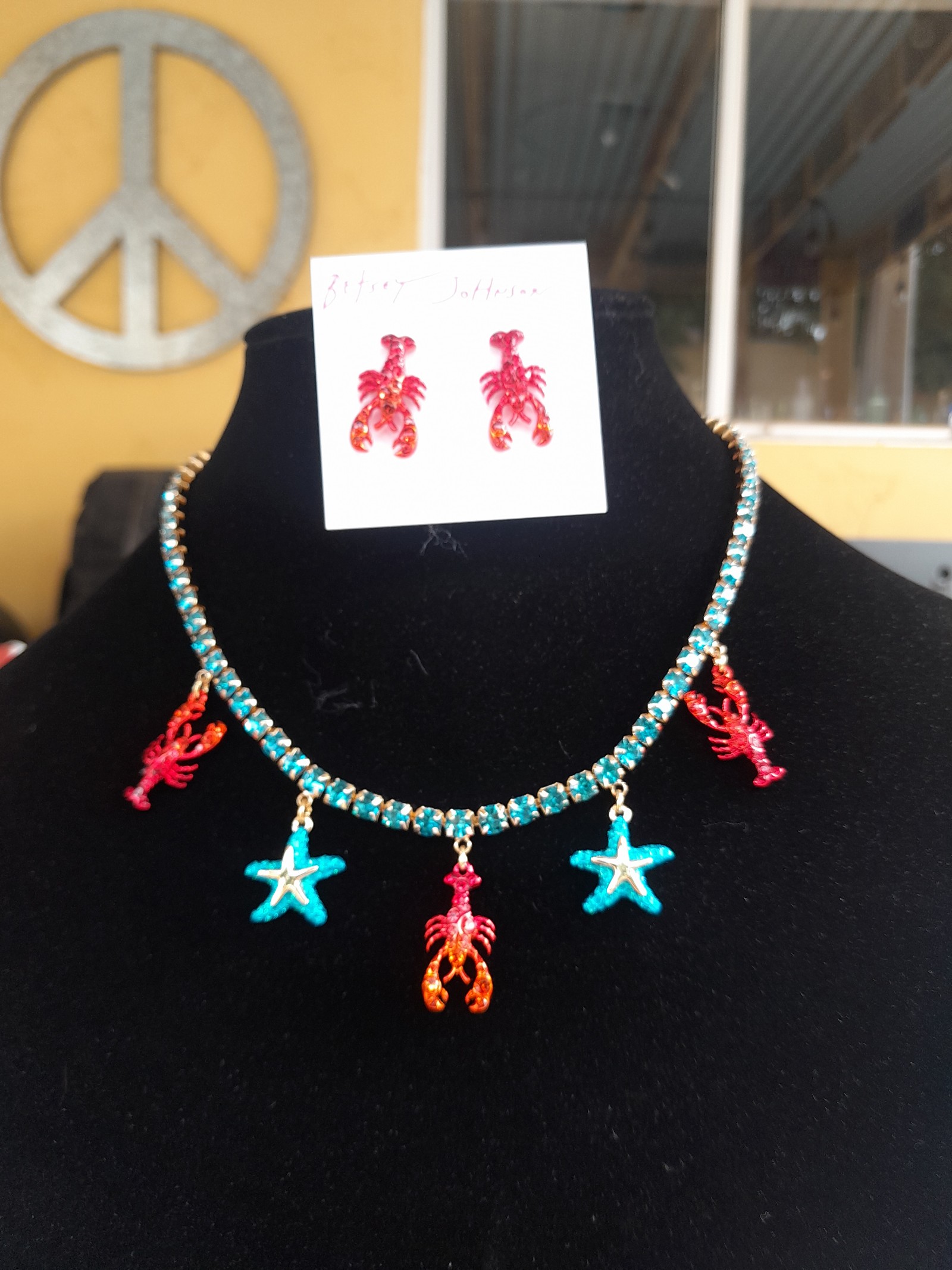 Betsey Johnson Mermaid Jewels Lobster And Starfish Necklace And Earring Set NWT
