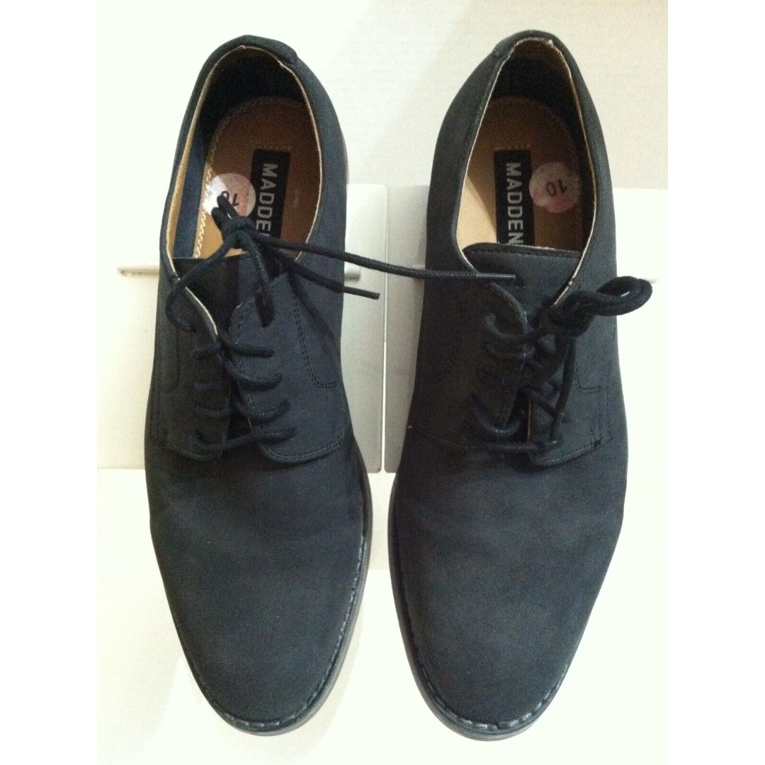 STEVE MADDEN MENS BLACK LEATHER OXFORD DRESS SHOES SIZE: 10