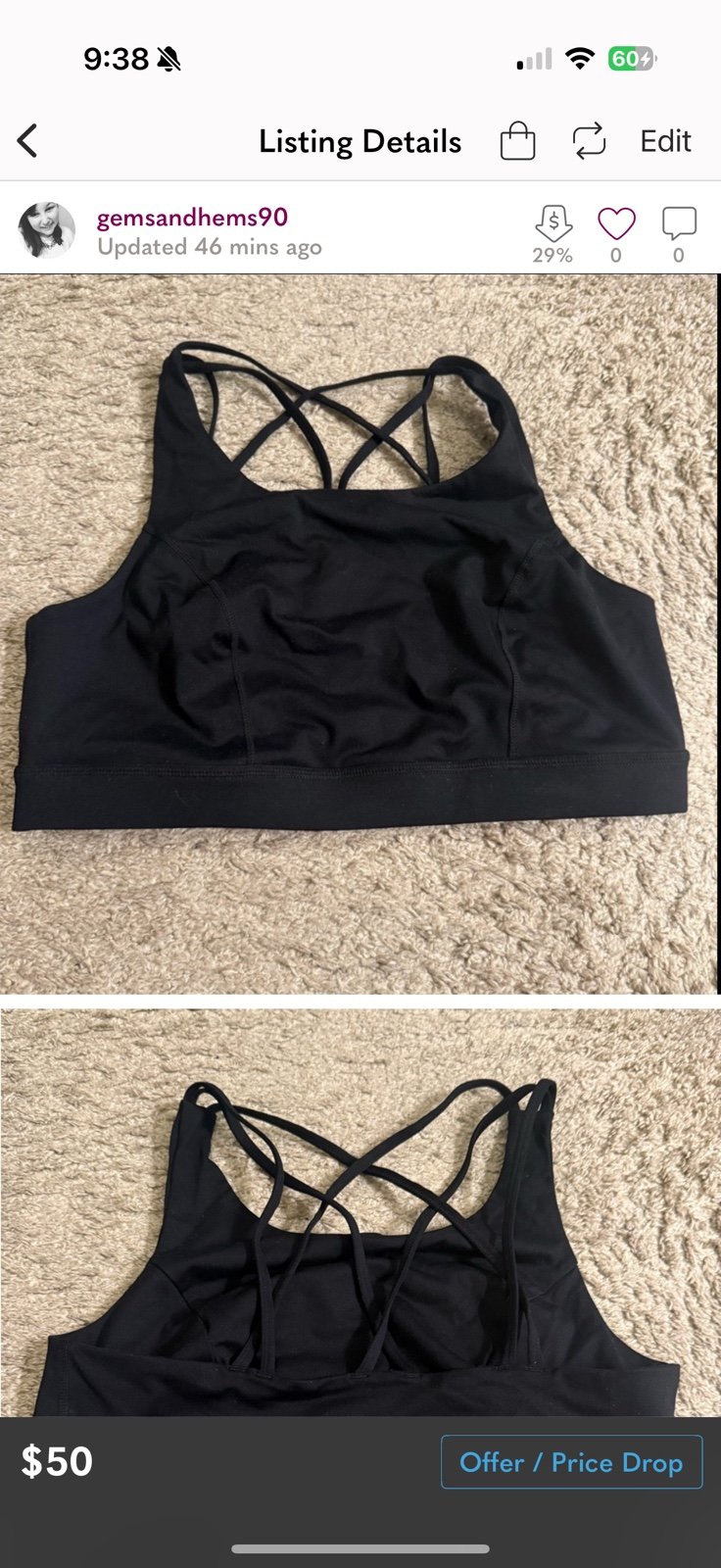 Torrid Black Lattice Back Sports Gym Workout Yoga Bra - size 1