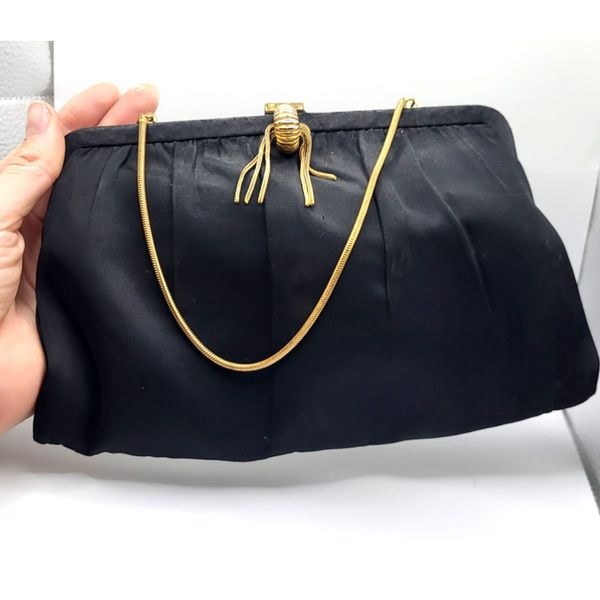 1950s Garay Black Vintage Purse 10in wide 6in tall