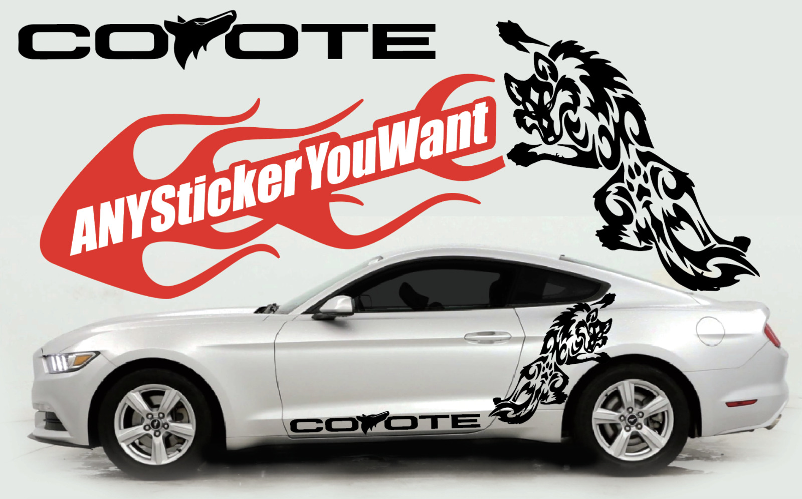 Mustang Coyote Side Graphic Vinyl Decal Sticker FITS Ford Mustang