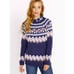 Buffalo David Bitton Navy Fair Isle Mercer Mohair Crewneck Sweater Womens XS NWT