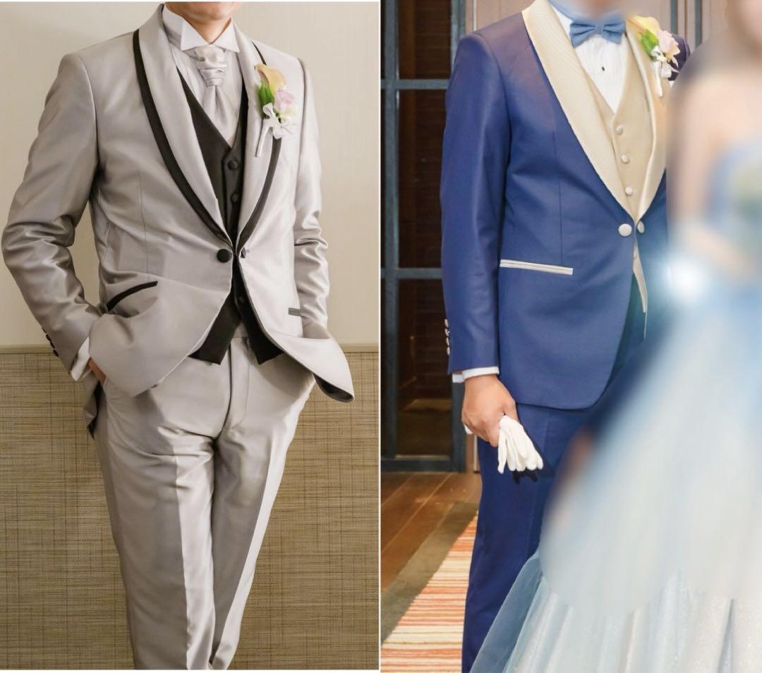 Final Price⭐︎ Purchased for 200,000 yen - Two Tuxedos & Accessories Set - Silver & Navy