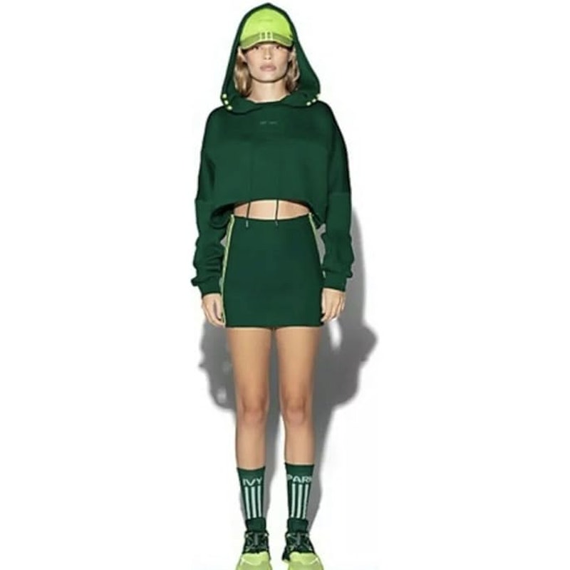 Adidas x Ivy Park Women Hooded Cut Out Dress Green Size Small Casual