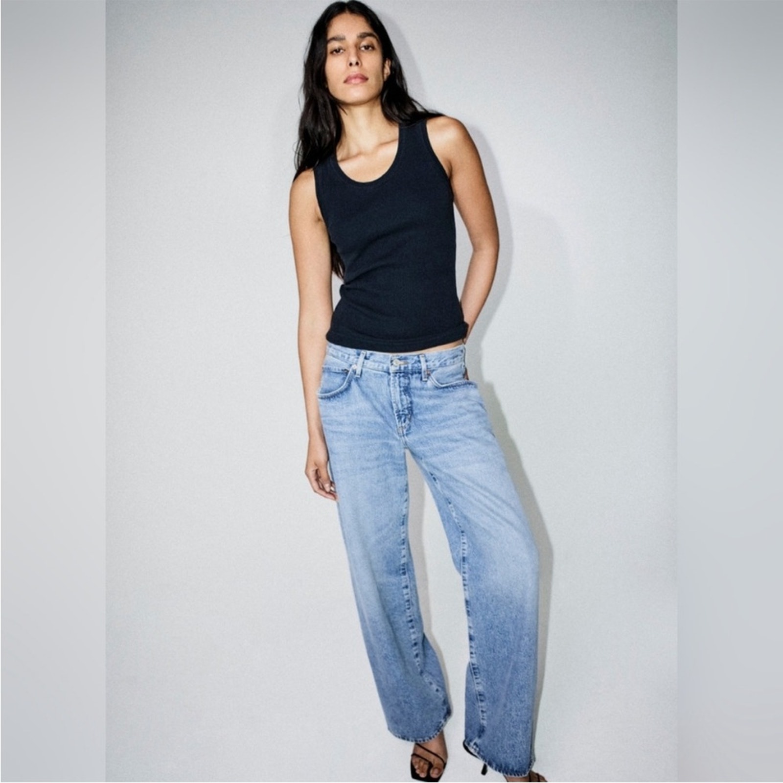 Agolde Organic Cotton Blue Wash Fusion Wide Straight Leg Jeans Renounce 31