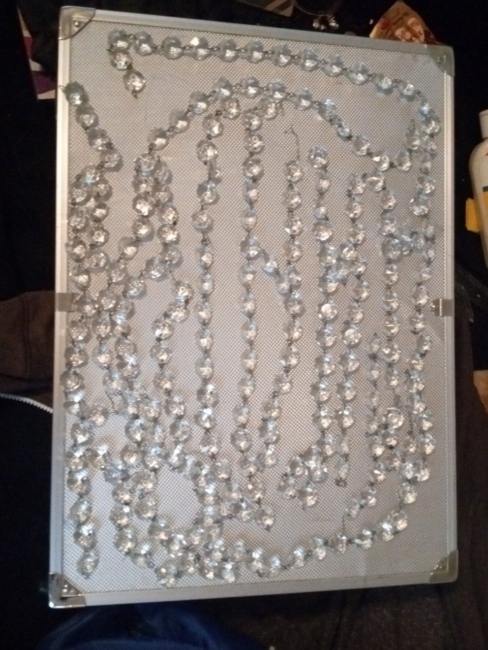 Rows of Crystal glass chandelier links