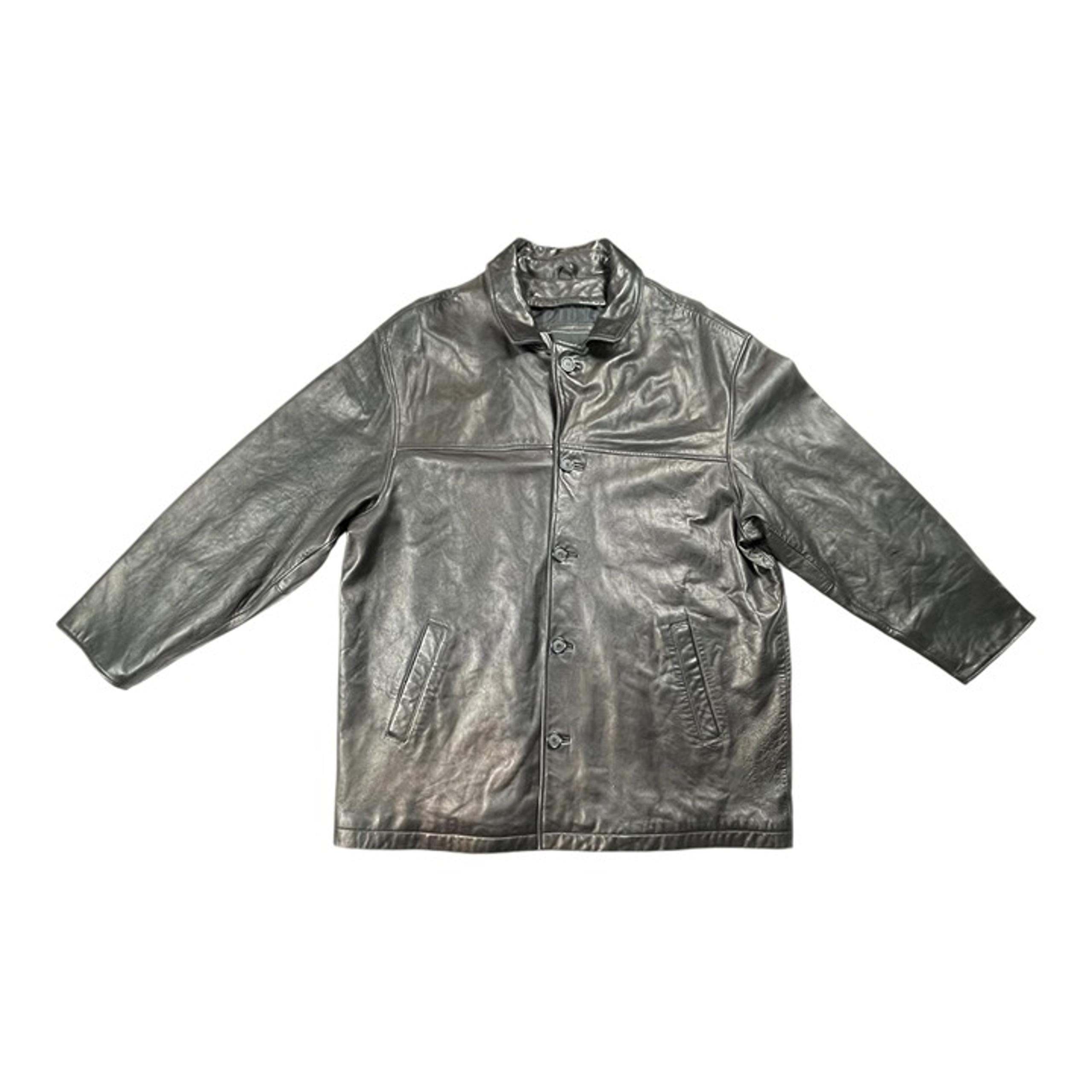Weathervane Mens Soft Leather Jacket Black By Weatherproof Button Up Down XLarge