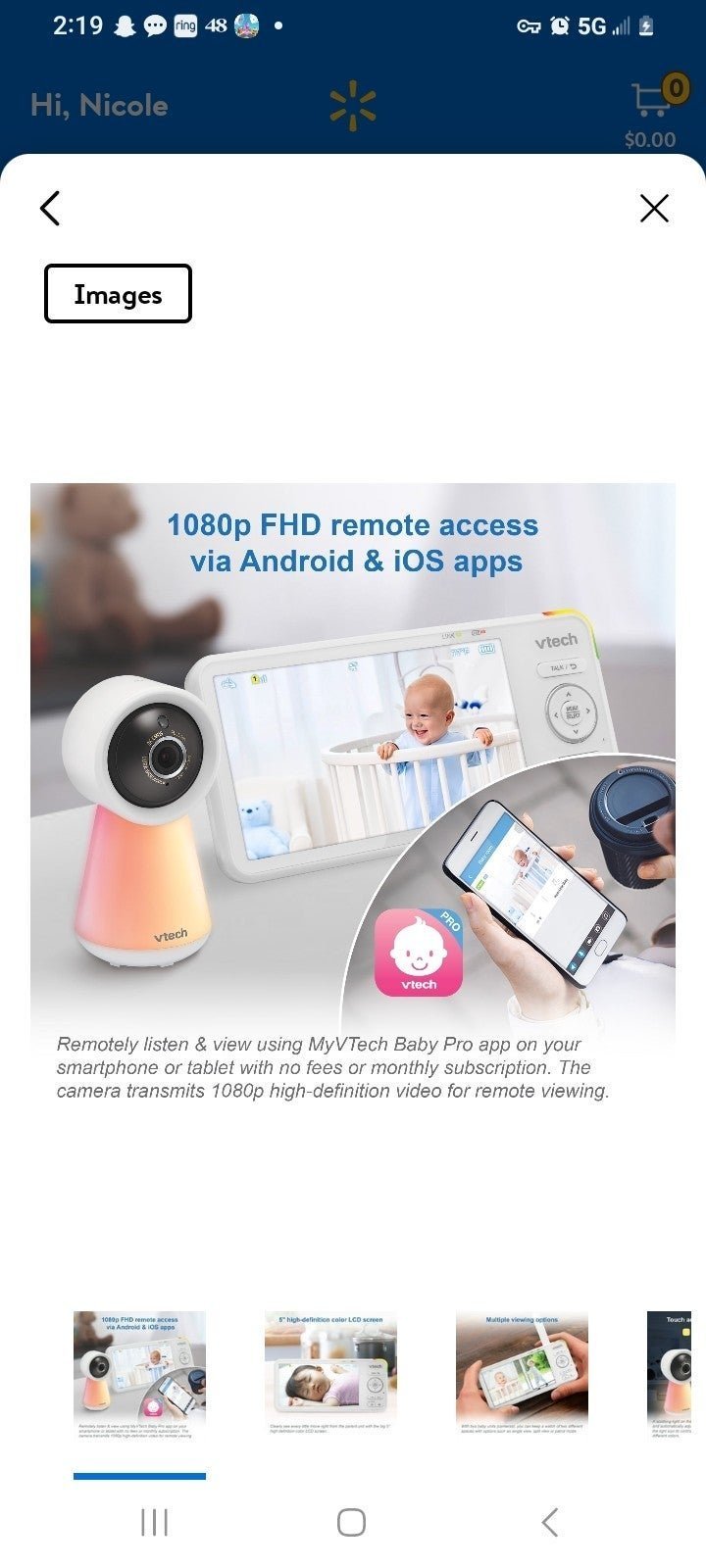 Vtect video baby monitor system.
