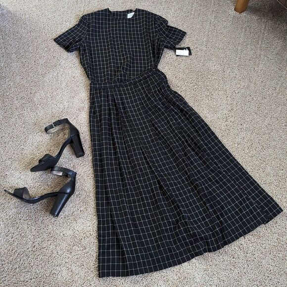 Vintage Casual Corner Skirt Set Womens Sz 4P B/W Check Coord Business Office NWT